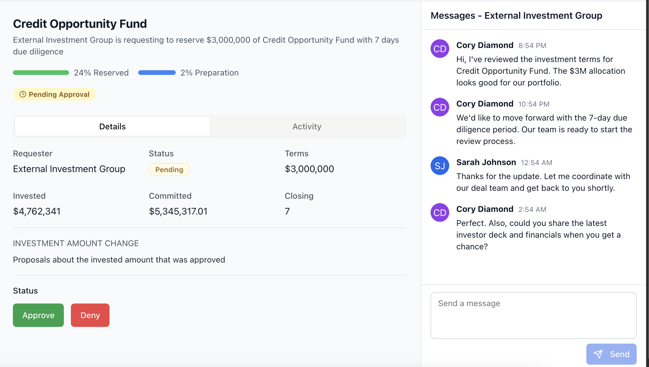 Deal Negotiations Interface
